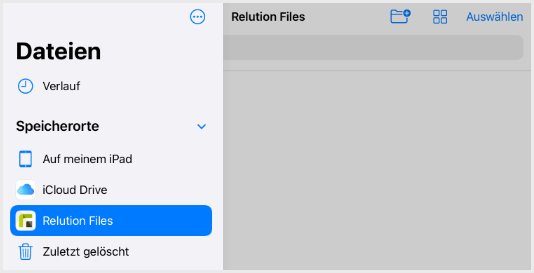 Relution Files als Dateispeicherort