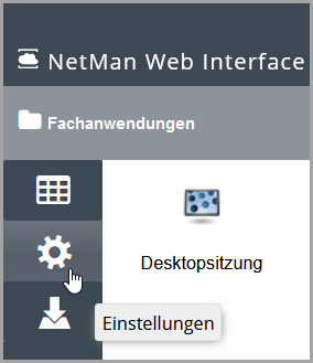 Button Web Interface Einstellungen in der Navigationsleiste links