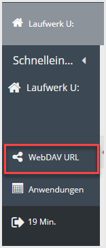 Button "WebDAV URL" im Schnelleinstieg
